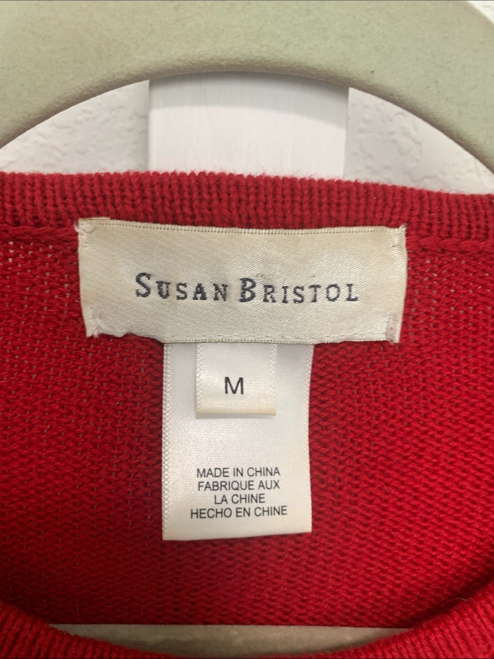 Vintage Susan Bristol Red Crewneck Grandma Sweater with Embroidered Button Tree - Picture 2 of 7